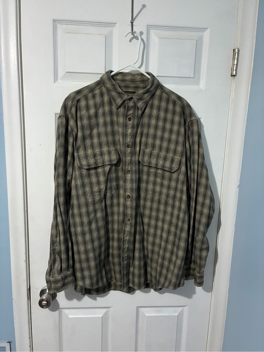 Woolrich Olive Green Plaid Heavyweight Flannel Shirt